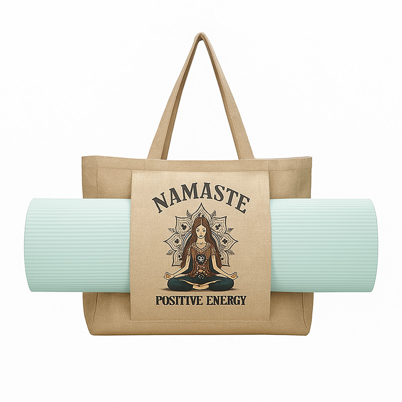 Tote bag Yoga de lino oscuro 36x50x13 cm