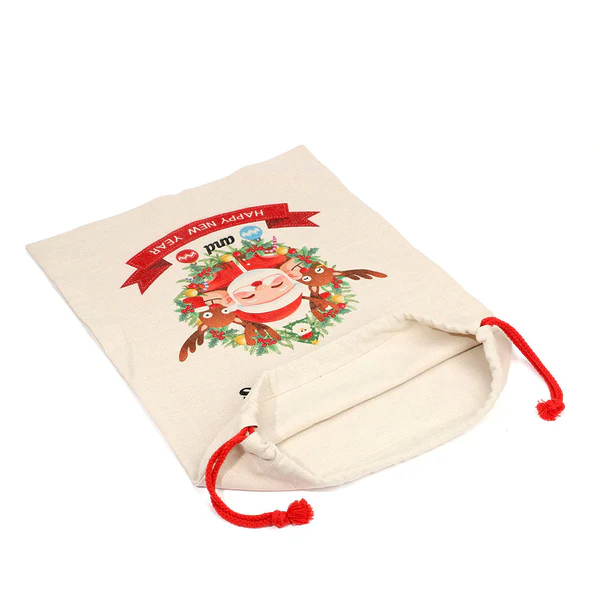 Saco de Navidad de Lino Cordón Rojo