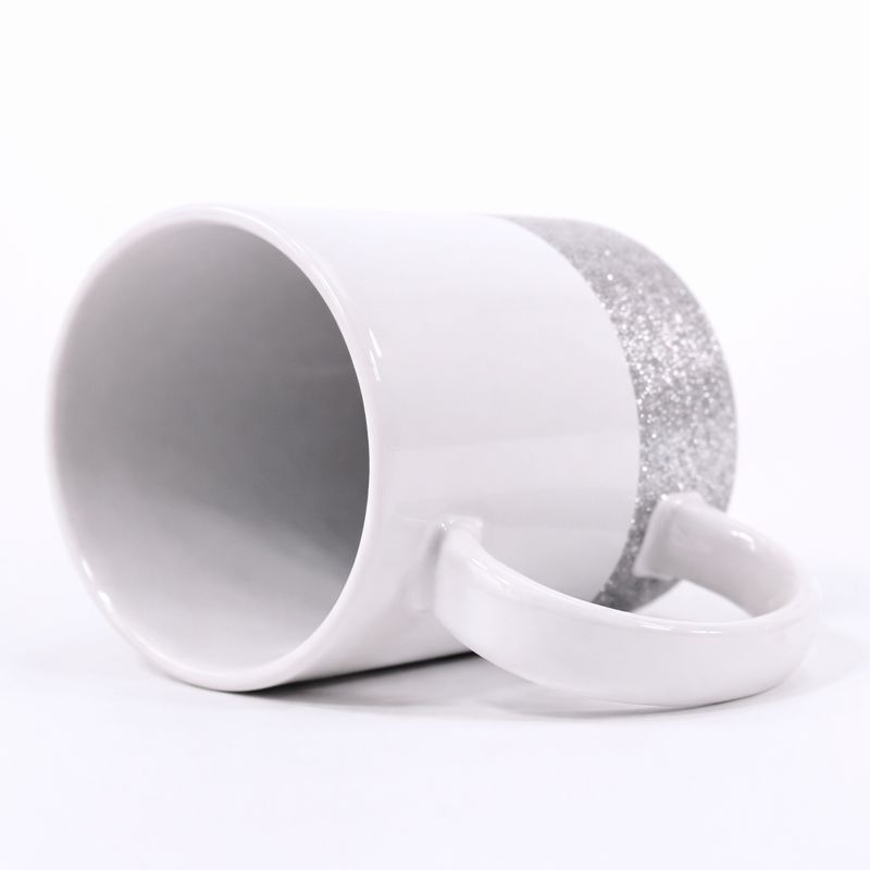 Taza de Cerámica Blanca base Plata Glitter | 11 Oz 