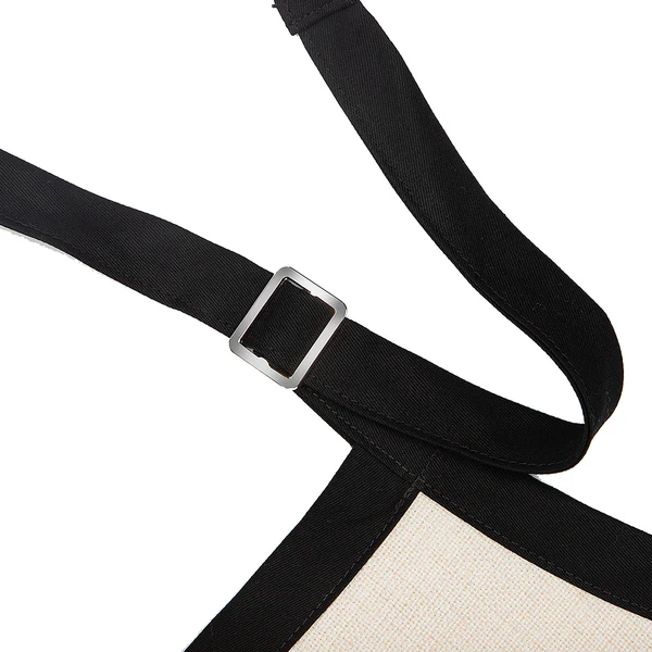 Delantal de Adulto de Lino y Borde Negro | 80 x 64cm