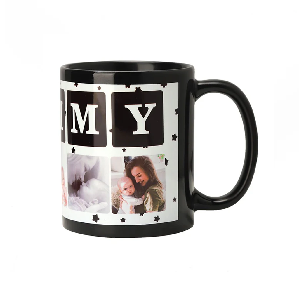 Taza de Cerámica Negra con Espacio Blanco