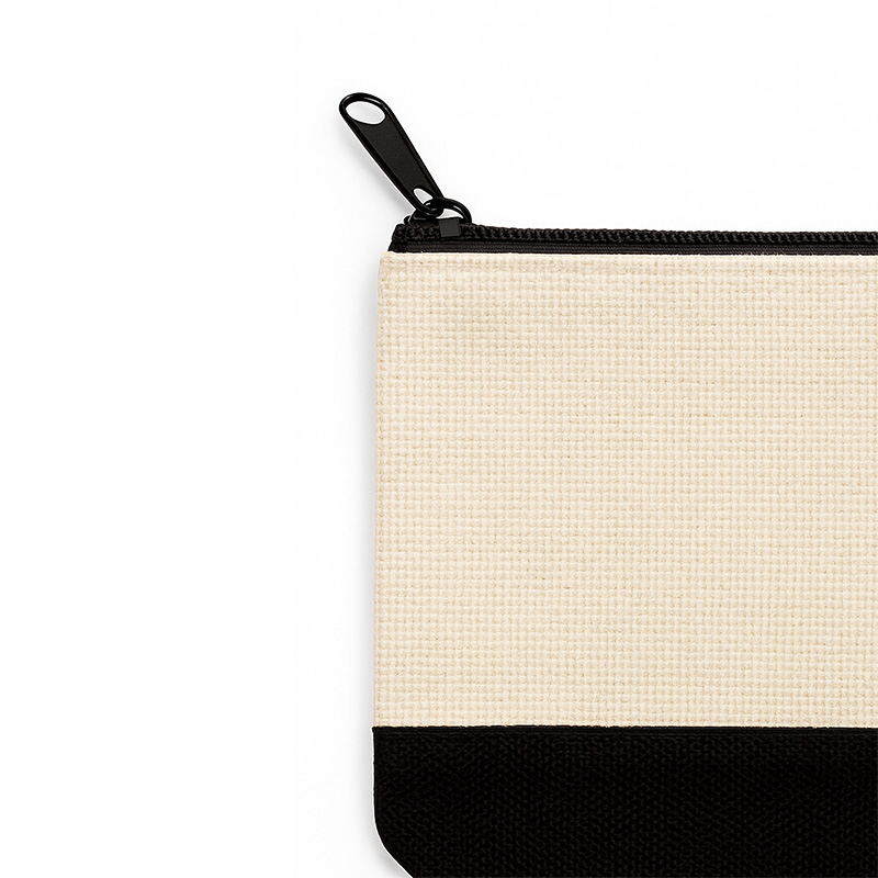 Neceser de lino con base negra sublimable, 18,5 x 24 cm
