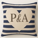 Funda de Cojín con Rayas Azules y Corazón 40x40