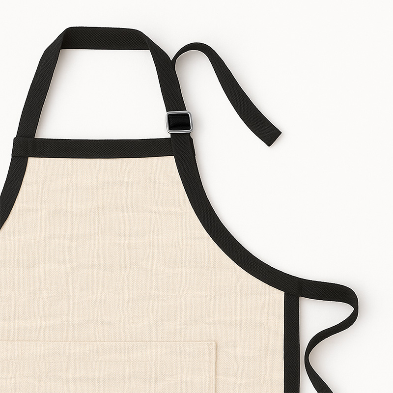 Delantal de Adulto de Lino y Borde Negro 80x64cm