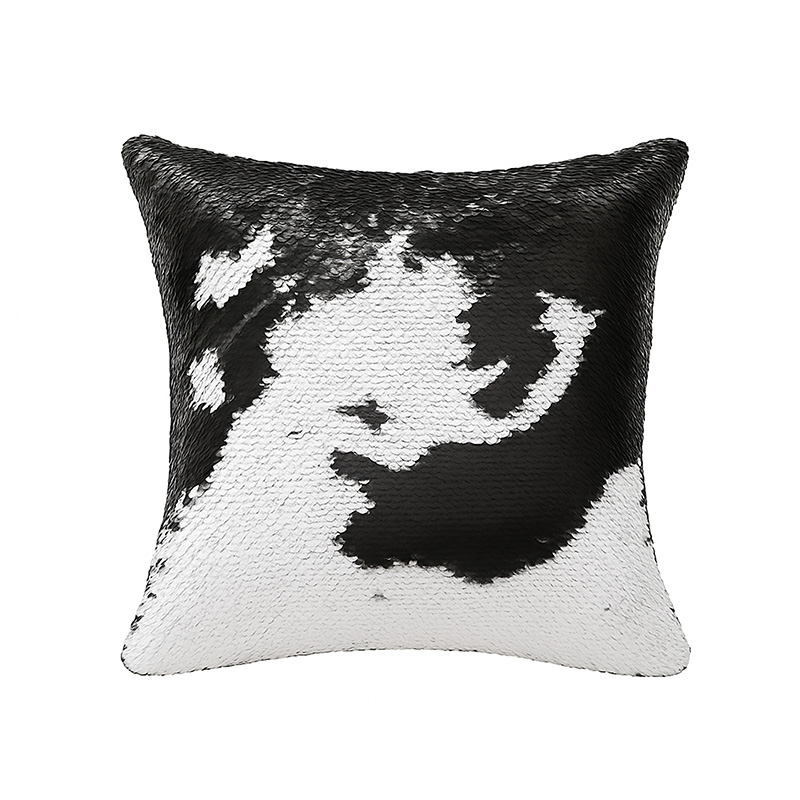 Funda cojin lentejuelas doble cara negro 40x40