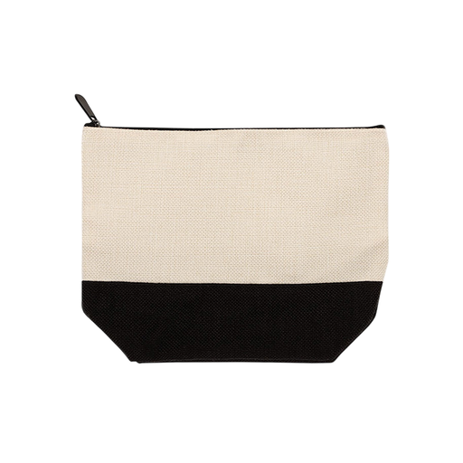 [014083] Neceser de lino con base negra sublimable, 18,5 x 24 cm