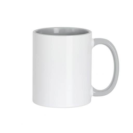 [013014] Taza para sublimación cerámica interior y asa gris claro